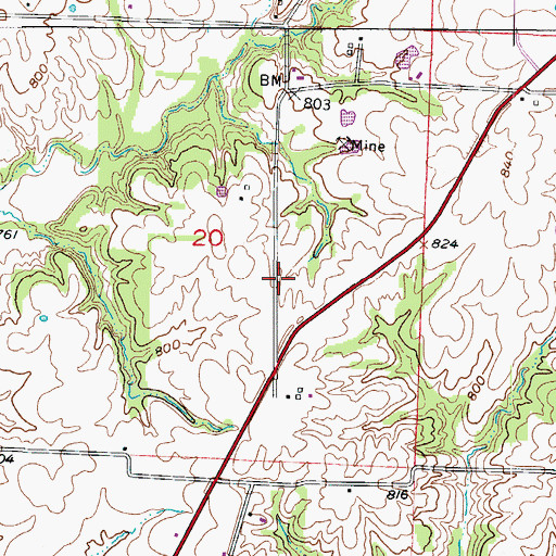 Topographic Map of Crews School (historical), MO