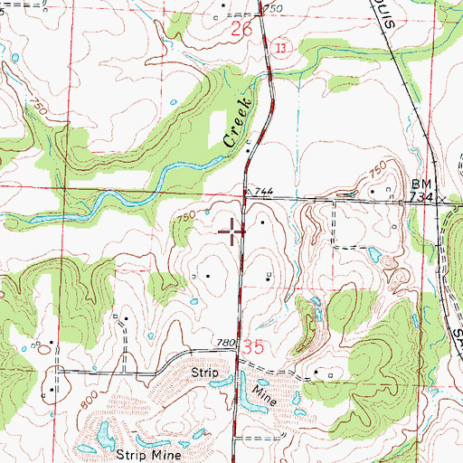 Topographic Map of Tranquility School (historical), MO
