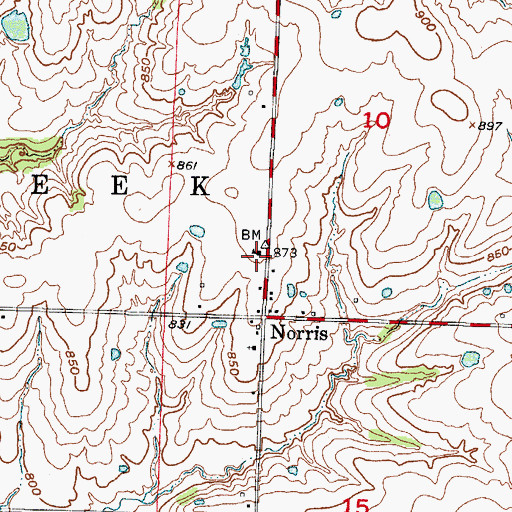 Topographic Map of Norris School (historical), MO