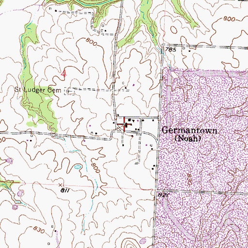 Topographic Map of Saint Ludger Church, MO