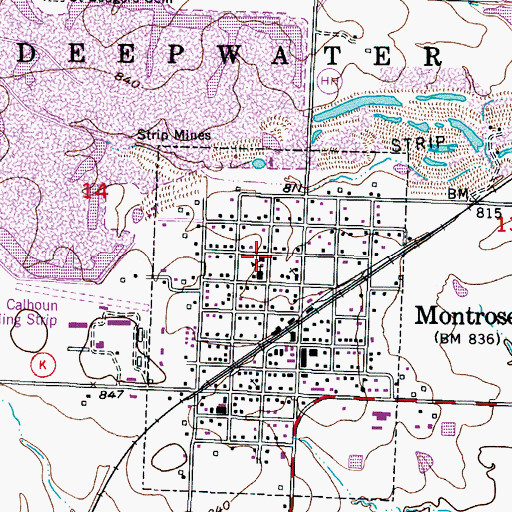 Topographic Map of Montrose School (historical), MO