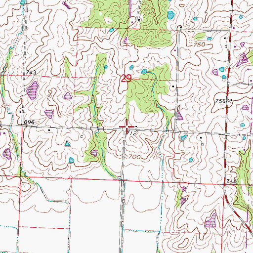 Topographic Map of Oak Ridge School (historical), MO