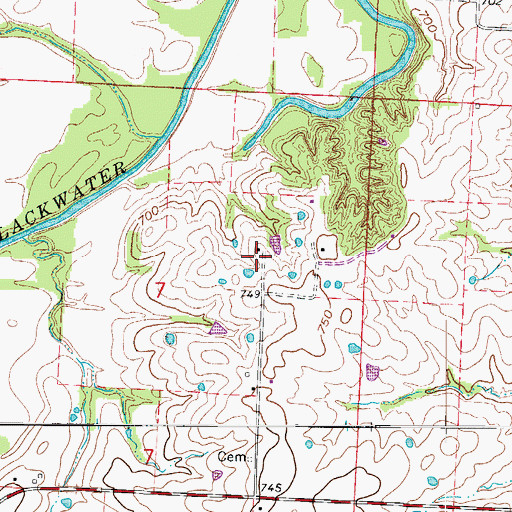 Topographic Map of Sunny Side School (historical), MO