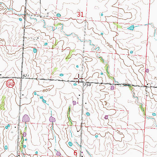 Topographic Map of Green Door School (historical), MO