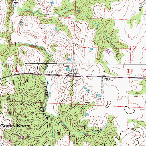 Topographic Map of Brush Hill School (historical), MO