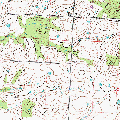 Topographic Map of Woodland School (historical), MO