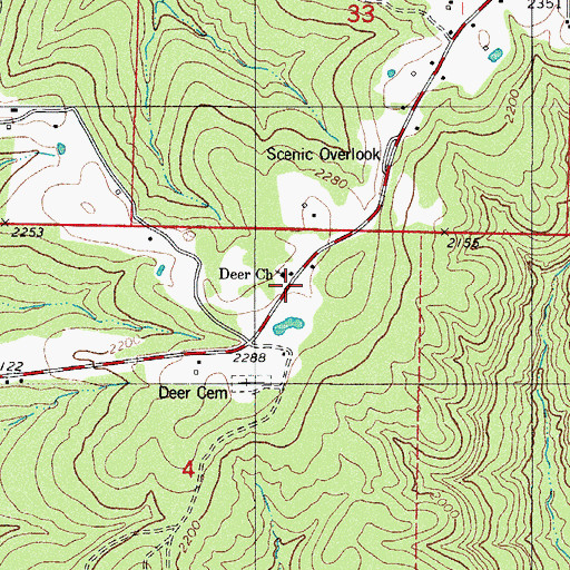 Topographic Map of Deer Church, AR