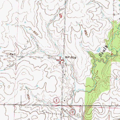 Topographic Map of Scaley Bark School (historical), MO