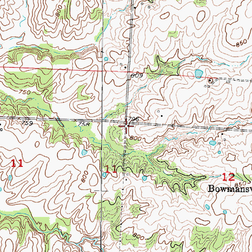 Topographic Map of Oakland School (historical), MO