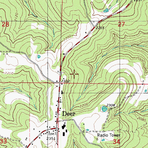 Topographic Map of Deer Work Center, AR