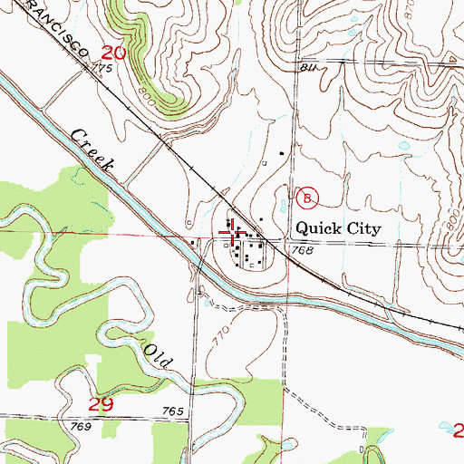 Topographic Map of Quick City School (historical), MO