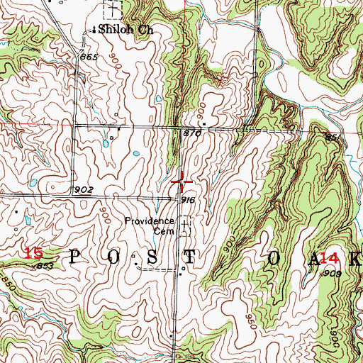 Topographic Map of Oak Grove School (historical), MO