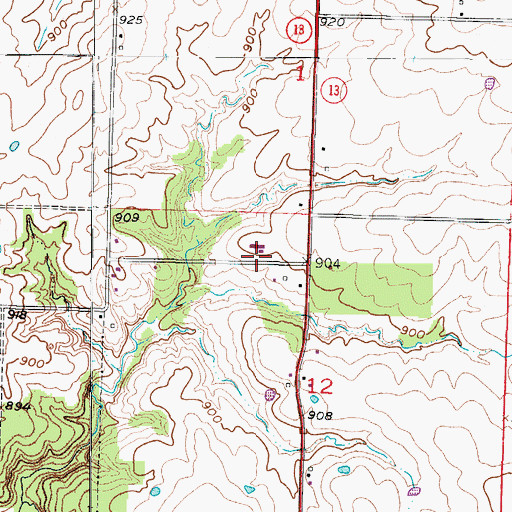 Topographic Map of Gladden School (historical), MO