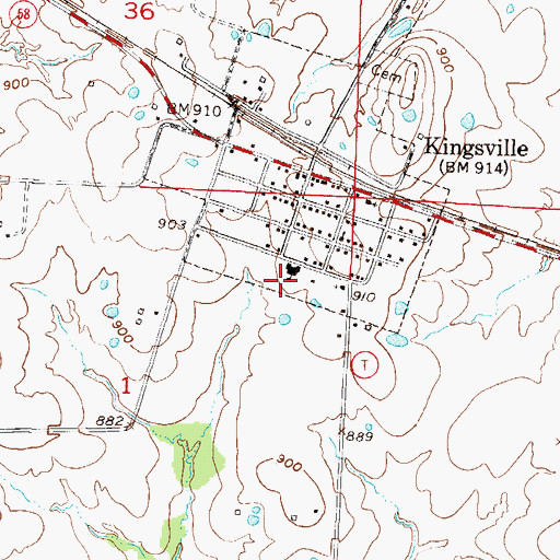 Topographic Map of Kingsville High School, MO