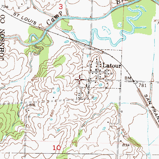 Topographic Map of Latour School (historical), MO