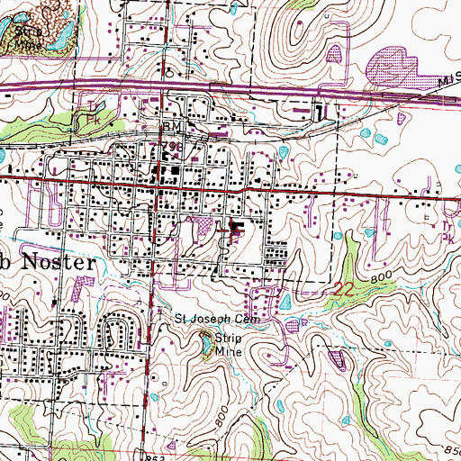 Topographic Map of Knob Noster Elementary School, MO