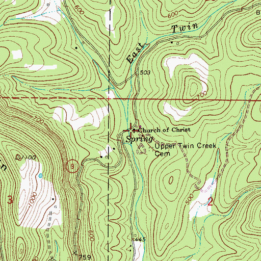 Topographic Map of Church of Christ, AR