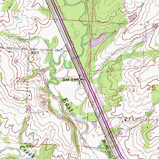 Topographic Map of Barton, MO