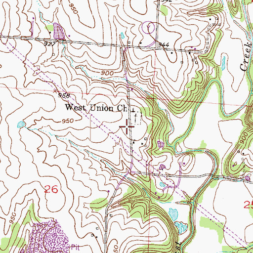 Topographic Map of West Union (historical), MO