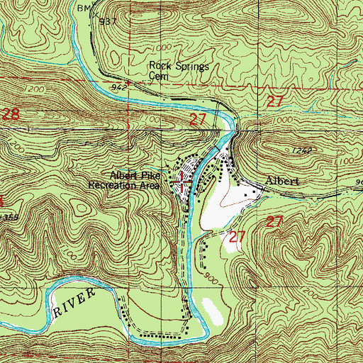 Topographic Map of Albert Pike Recreation Area, AR