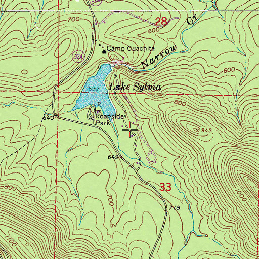 Topographic Map of Lake Sylvia Campground, AR