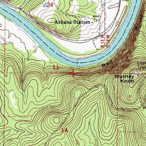 Topographic Map of Matney Campground, AR