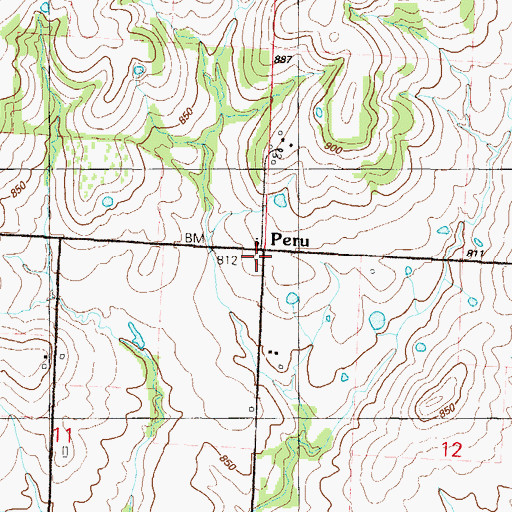 Topographic Map of Peru (historical), MO