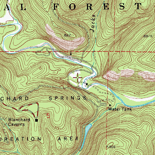 Topographic Map of Shelter Cave Picnic Area, AR