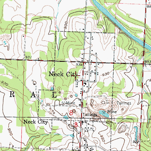 Topographic Map of Neck City School, MO