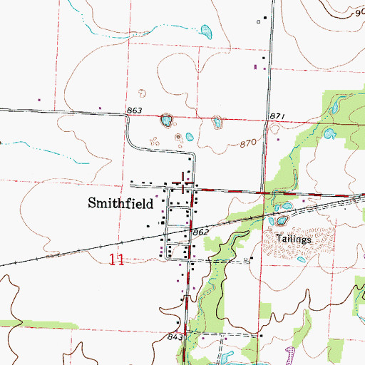 Topographic Map of Smithfield School (historical), MO