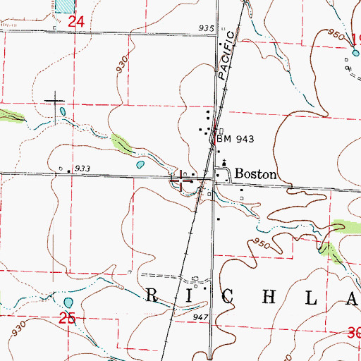 Topographic Map of Boston School (historical), MO