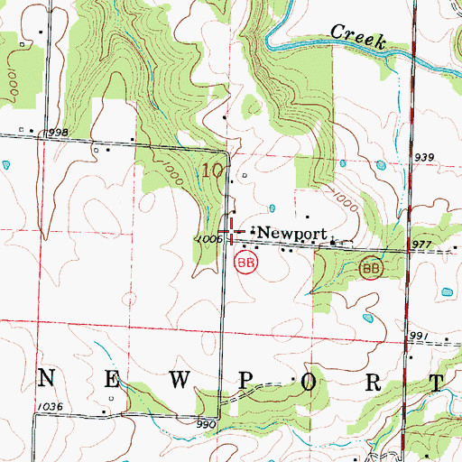 Topographic Map of Newport School (historical), MO