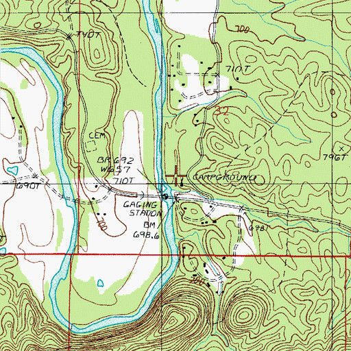 Topographic Map of Rocky Shoals Campground, AR