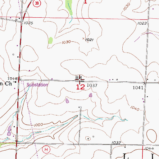 Topographic Map of Kader, MO