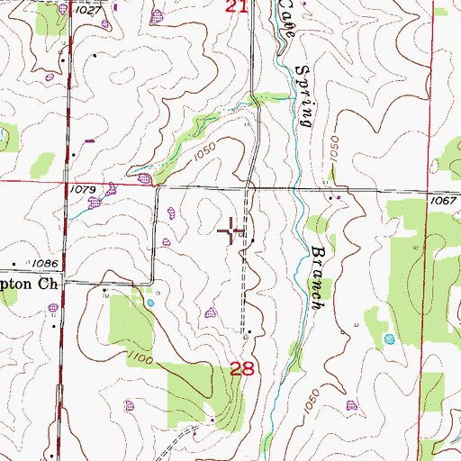 Topographic Map of Ward (historical), MO