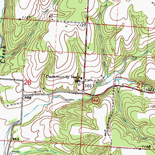 Topographic Map of Burch School (historical), MO
