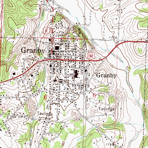 Topographic Map of Granby Elementary and Junior High School, MO