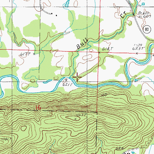 Topographic Map of Bull Creek, AR