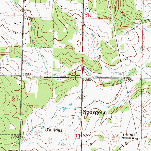 Topographic Map of Spurgeon School, MO