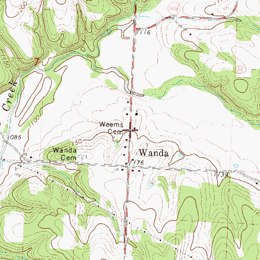 Topographic Map of Wanda School (historical), MO