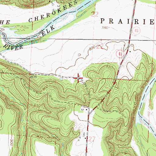 Topographic Map of Cowskin, MO
