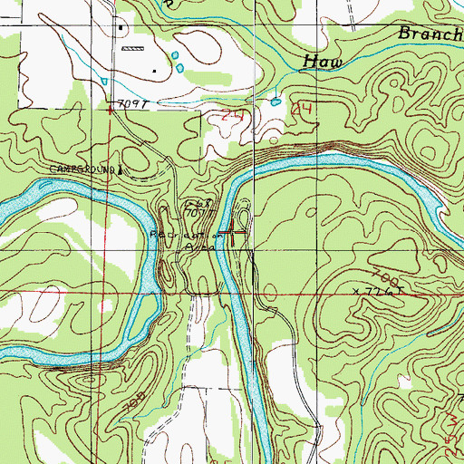 Topographic Map of River Bluff Recreation Area, AR