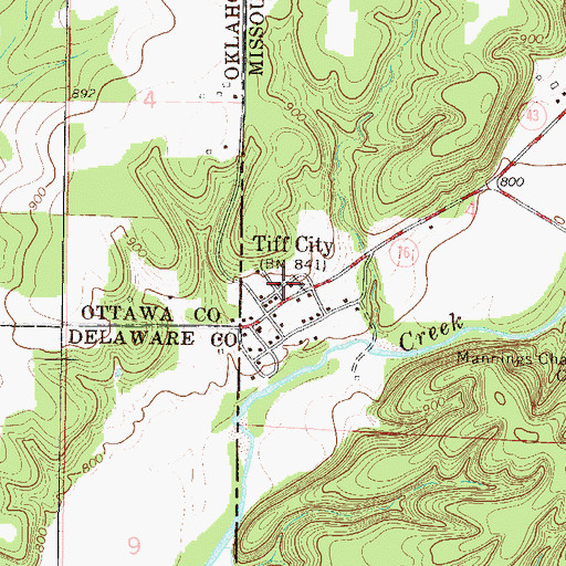 Topographic Map of Tiff City School (historical), MO