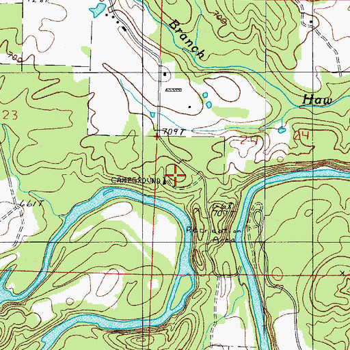 Topographic Map of Dragover Recreation Area, AR