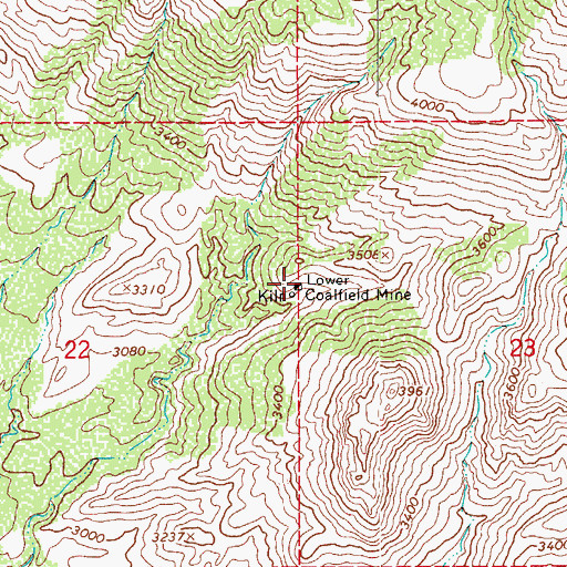 Topographic Map of Lower Coalfield Mine, AZ