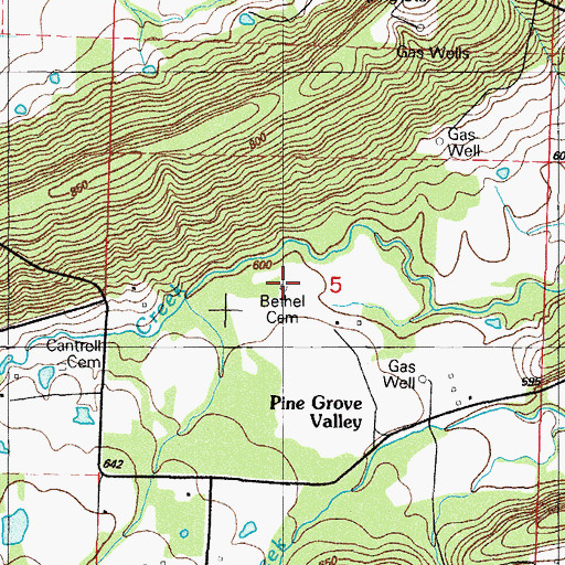 Topographic Map of Bethel Cemetery, AR
