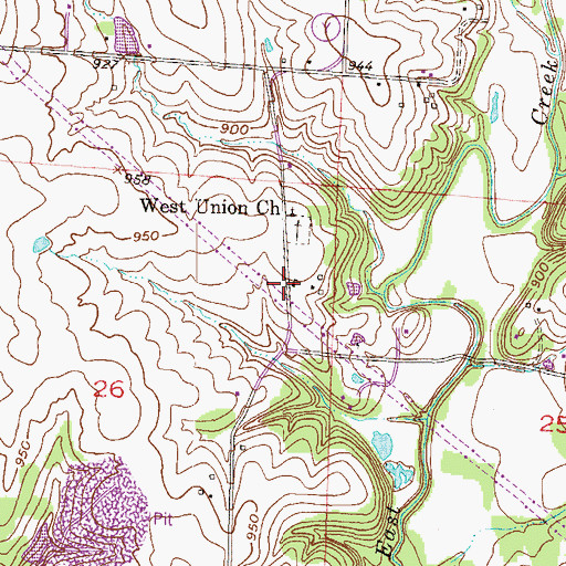 Topographic Map of West Union School (historical), MO