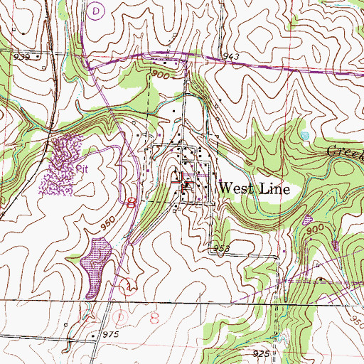 Topographic Map of West Line School (historical), MO