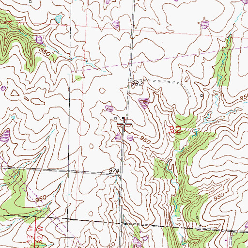 Topographic Map of Pleasant Ridge School (historical), MO