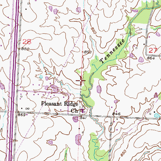 Topographic Map of Pleasant Ridge School (historical), MO